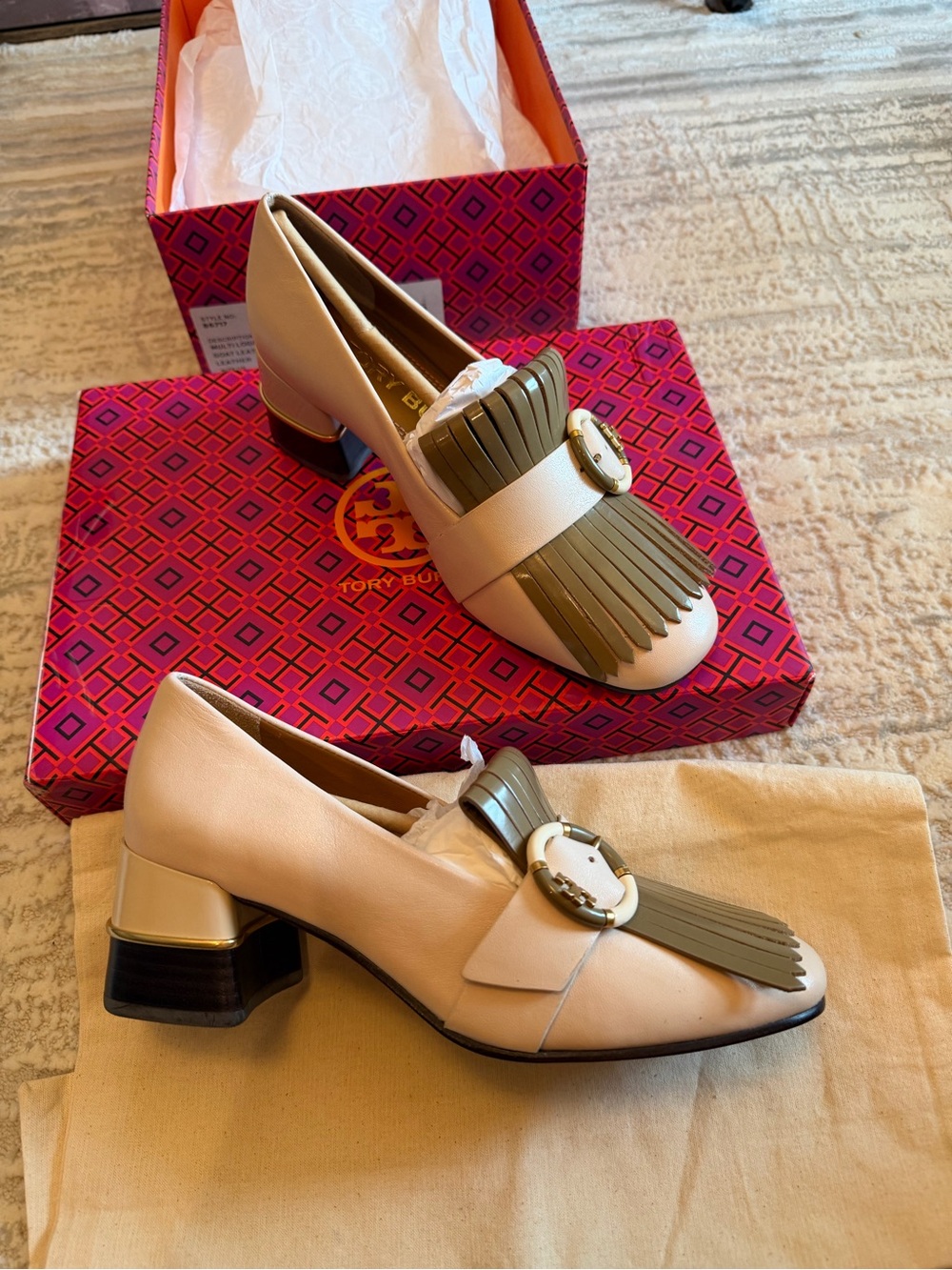 Tory Burch Multi Logo Block Heel Loafers